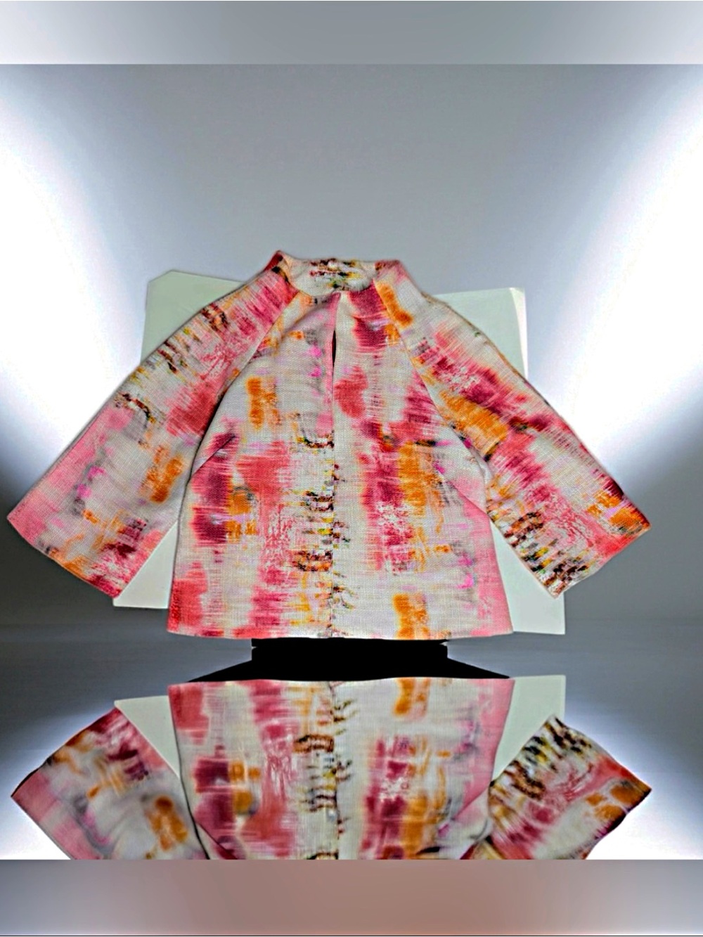Custom Swing Coat Ikat Pink orange White Size Small